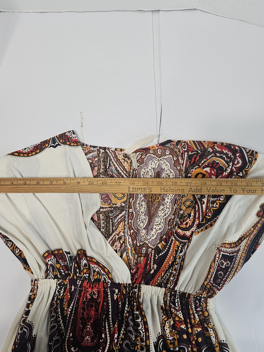 Cristinalove Women's Paisley Kimono Dress Size L Boho Chic V-Neck Elastic Waist - Picture 7 of 12